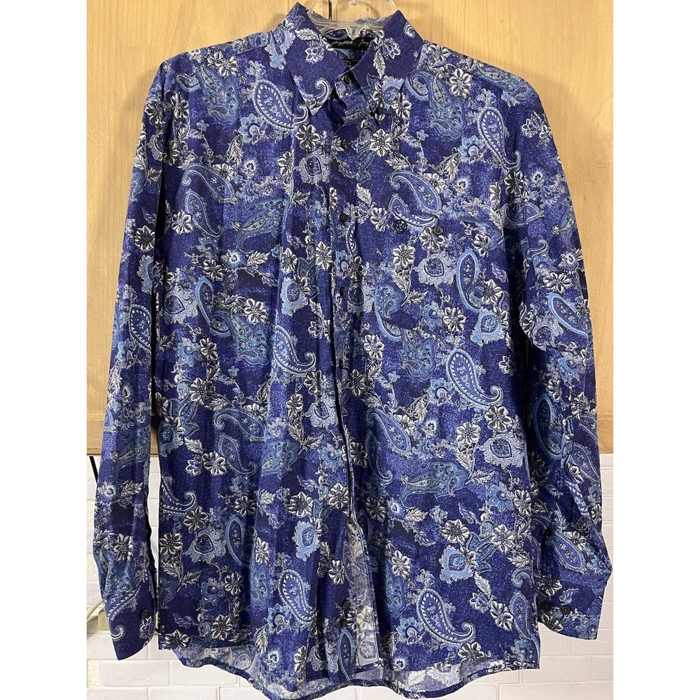 Wrangler George Strait Collection Mens Large Purple Paisley Button Down‎ Shirt